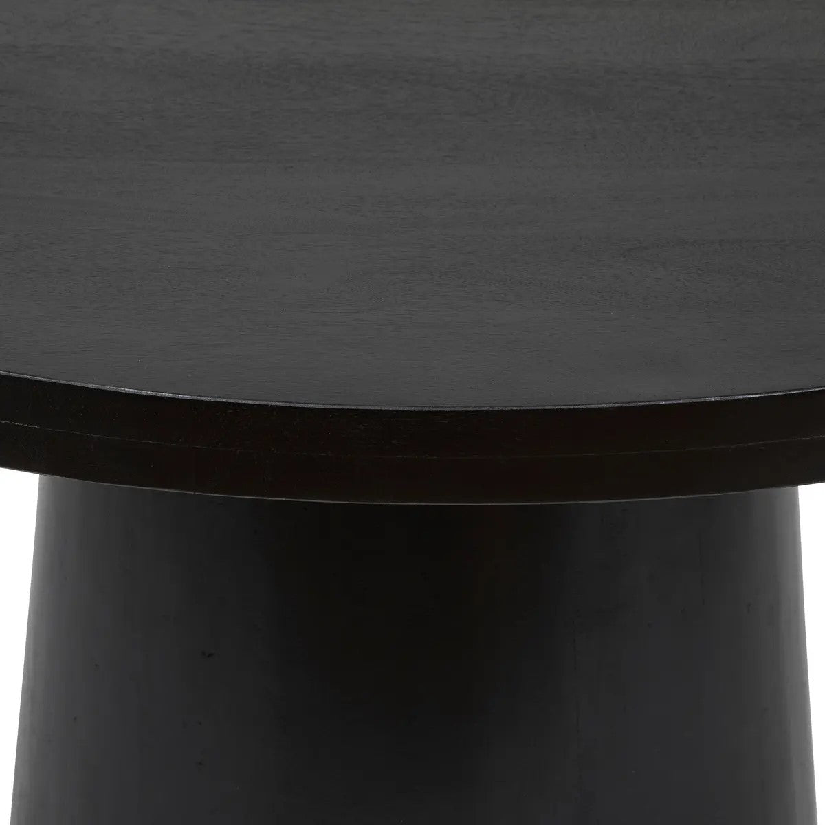 Mesa De Comedor (Negro) Tablero Redondo De Madera