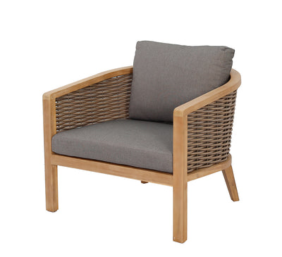 Juego De Terraza (Gris): Sofá + 2 Sillones + Mesa De Centro Con Estructura De Madera Acacia