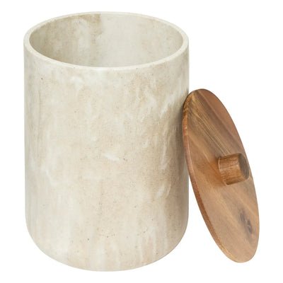 Papelera (Beige) Con Tapa De Madera 5 Lt De Poliresina