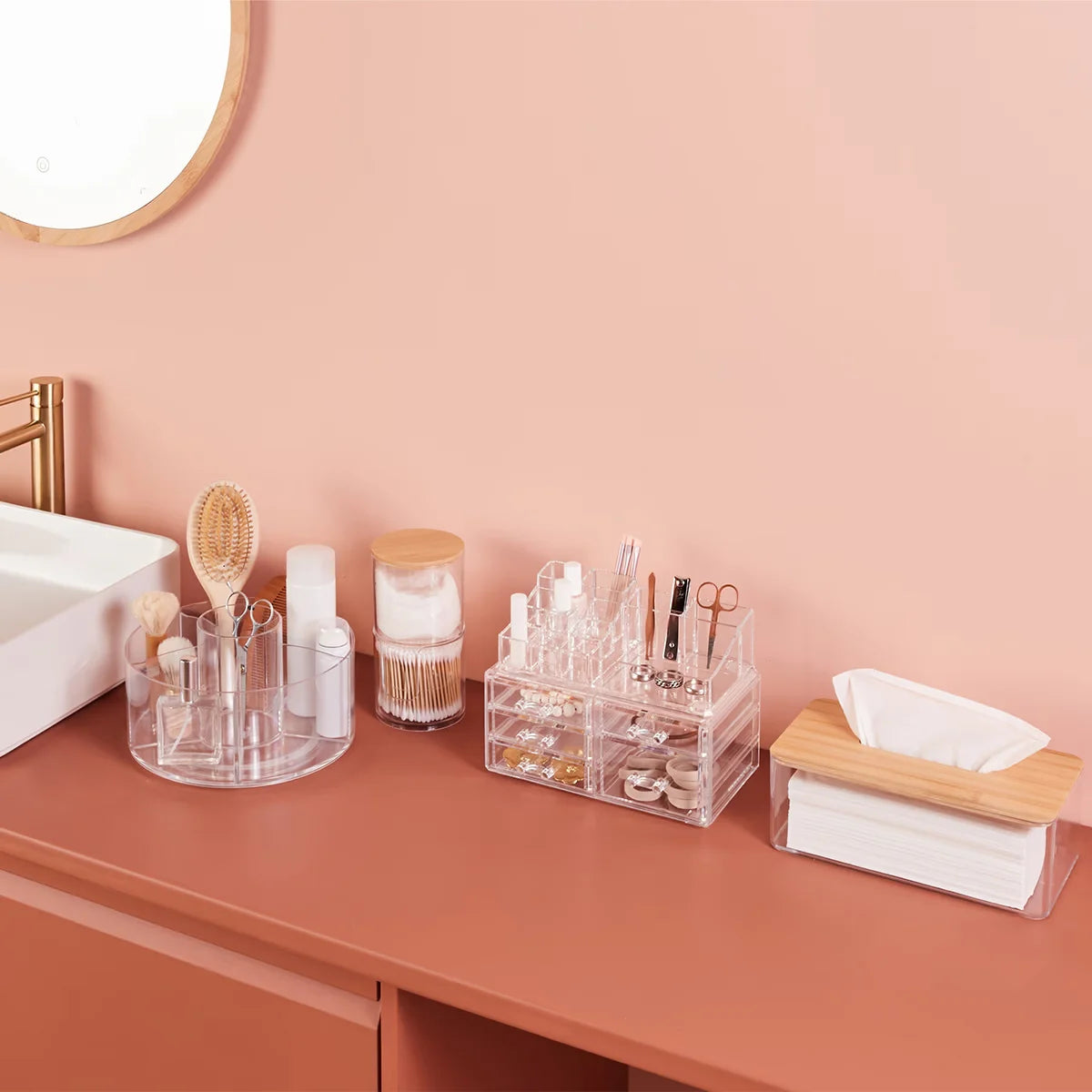 Organizador De Cosméticos Giratorio (Transparente) De Acrílico