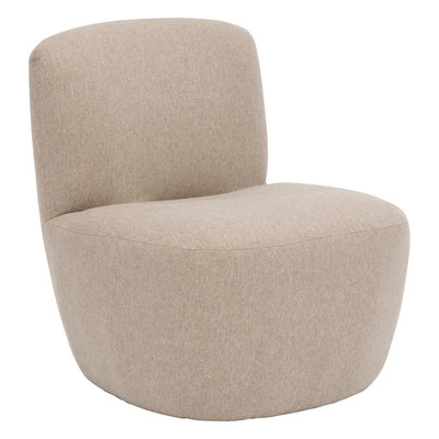 Sillón Sin Brazos Tapizado (Beige) Estructura De Madera