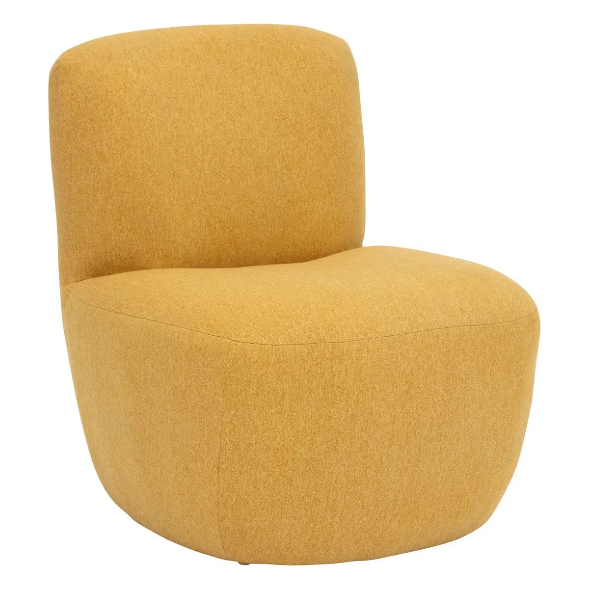 Sillón Sin Brazos Tapizado (Amarillo) Estructura De Madera