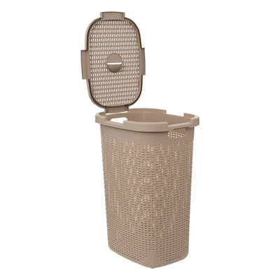 Cesta Para Ropa Sucia Con Tapa 60 Ltrs (Beige) De Plástico