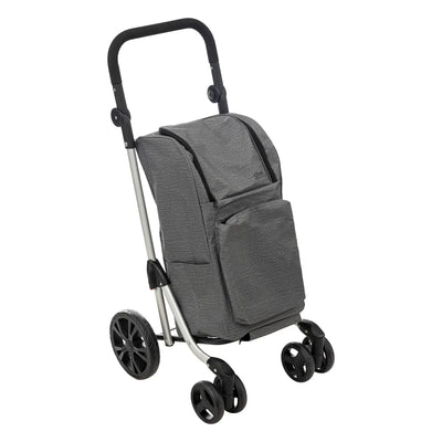 Carrito Para Compras Cesta (Gris) De Poliester Con Rueditas De Metal