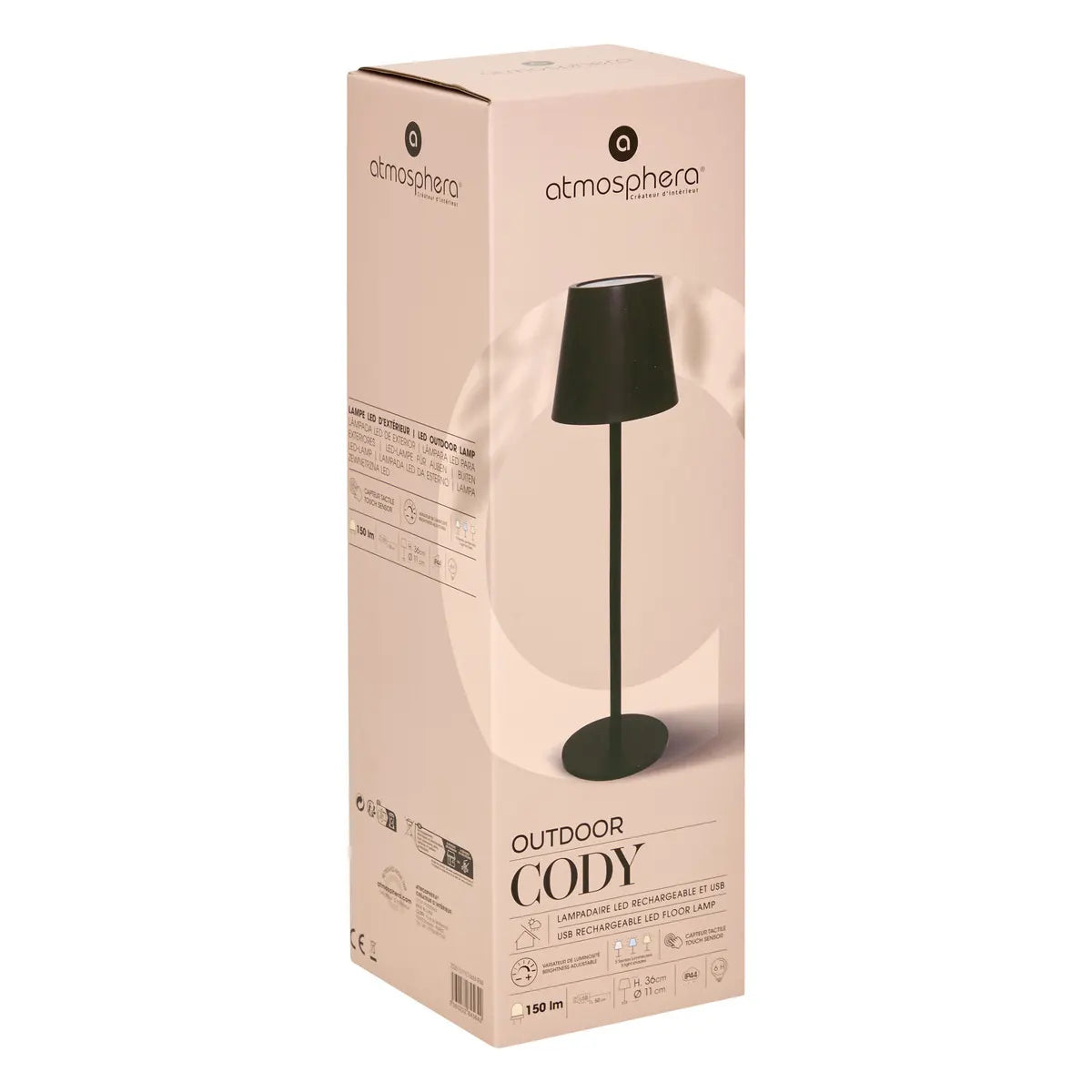 Lámpara De Mesa (Negro) Para Exterior De Metal