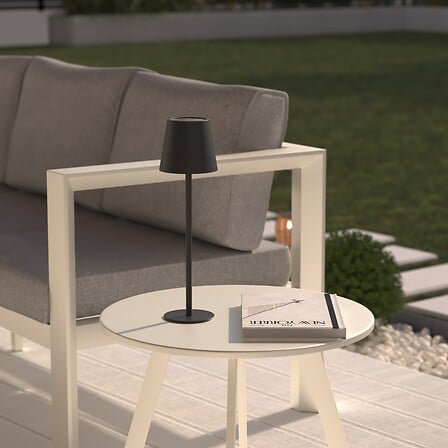 Lámpara De Mesa (Negro) Para Exterior De Metal