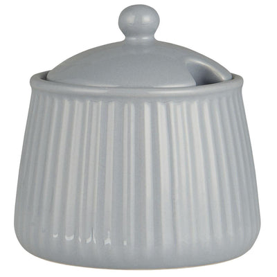 Azucarero Redondo (Gris) Estriado De Cerámica