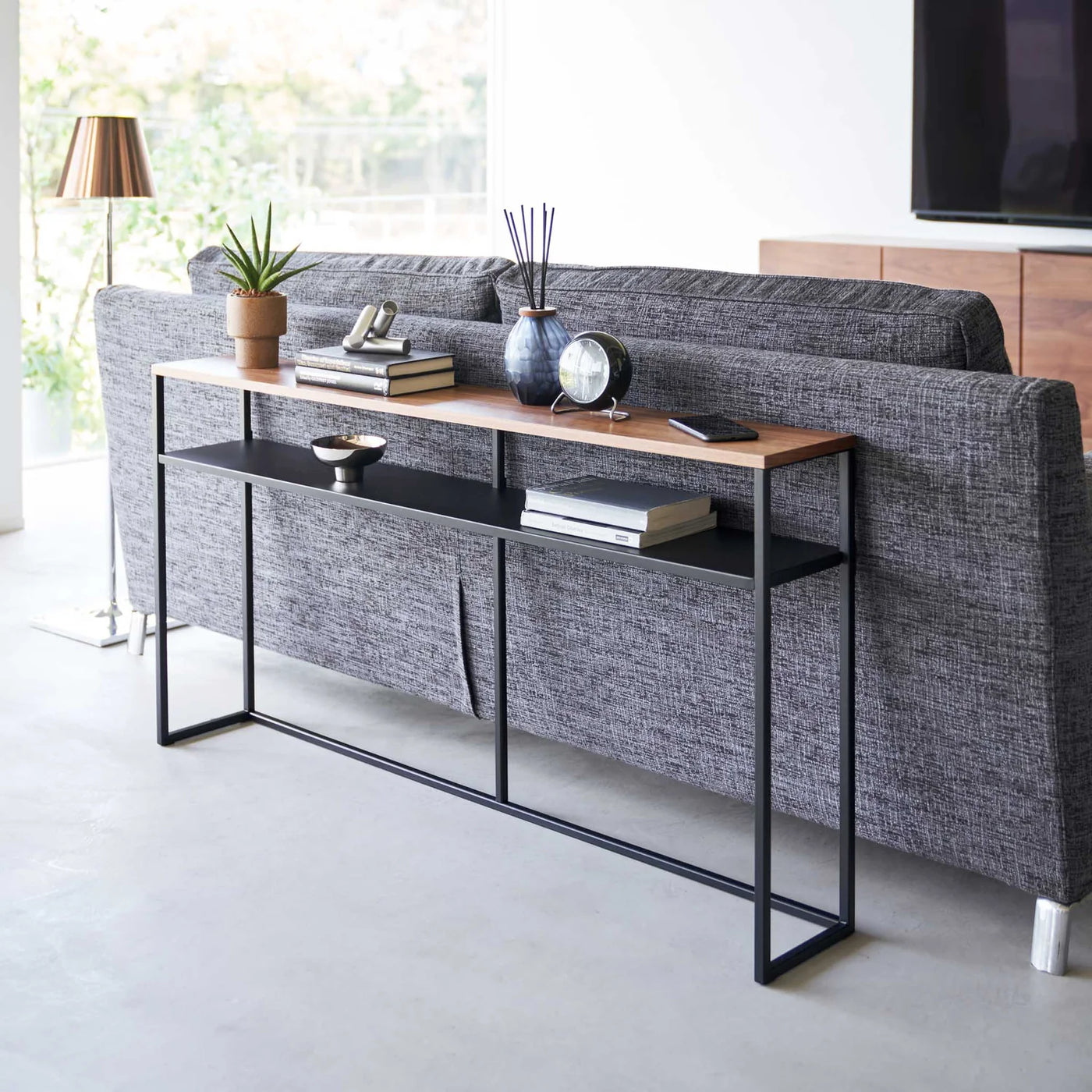Consola De Pared (Negra) Top Madera Estructura De Metal