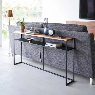 Consola De Pared (Negra) Top Madera Estructura De Metal
