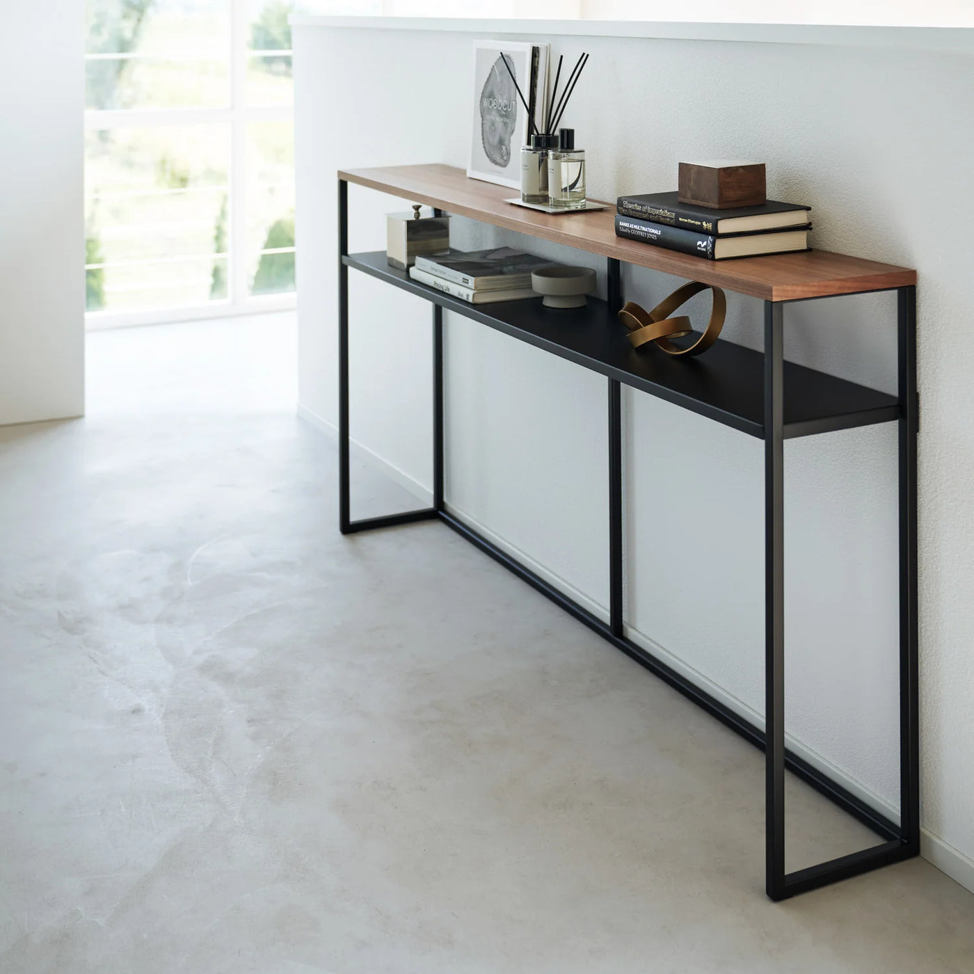 Consola De Pared (Negra) Top Madera Estructura De Metal