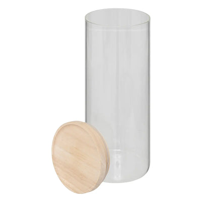Frasco  Con Tapa De Madera 1.6 Ltrs (Transparente) De Vidrio