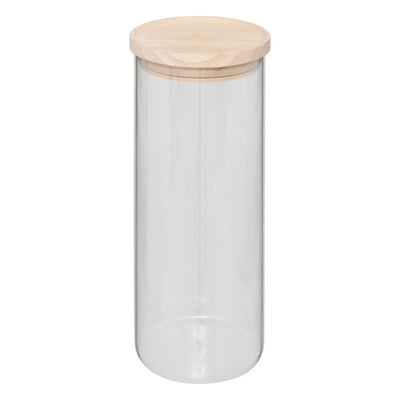 Frasco  Con Tapa De Madera 1.6 Ltrs (Transparente) De Vidrio