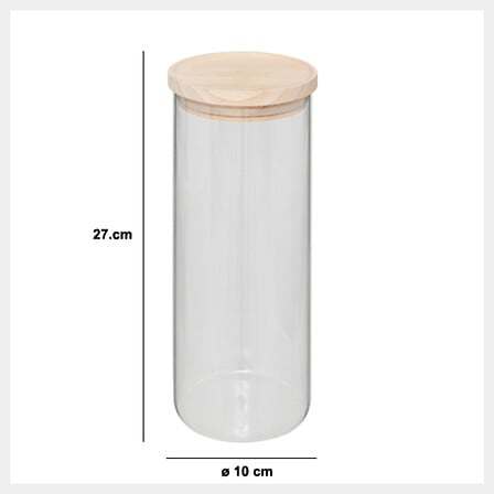 Frasco  Con Tapa De Madera 1.6 Ltrs (Transparente) De Vidrio