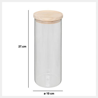 Frasco  Con Tapa De Madera 1.6 Ltrs (Transparente) De Vidrio