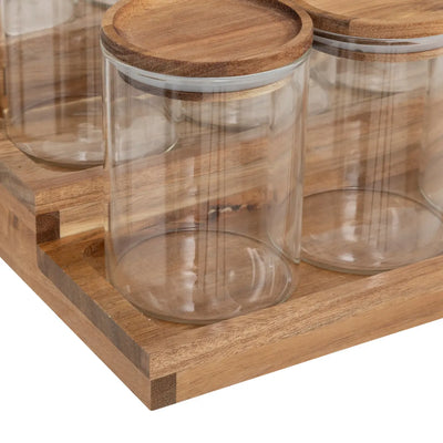 Organizador De Condimentos + 9 Piezas (Transparente) De Vidrio