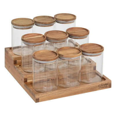 Organizador De Condimentos + 9 Piezas (Transparente) De Vidrio