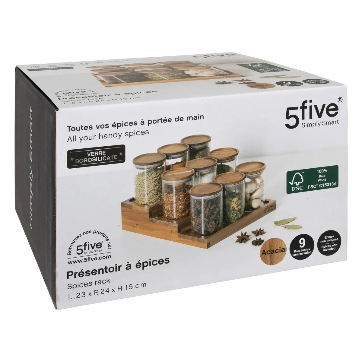Organizador De Condimentos + 9 Piezas (Transparente) De Vidrio