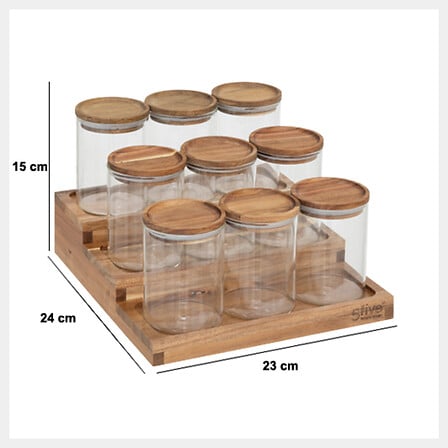 Organizador De Condimentos + 9 Piezas (Transparente) De Vidrio