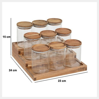 Organizador De Condimentos + 9 Piezas (Transparente) De Vidrio