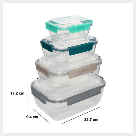 Set De 4 Contenedores Con Tapa (Colores) De Plástico