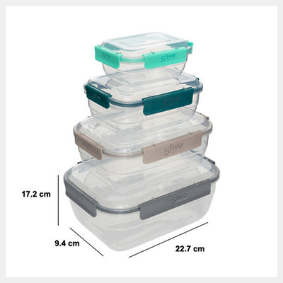 Set De 4 Contenedores Con Tapa (Colores) De Plástico