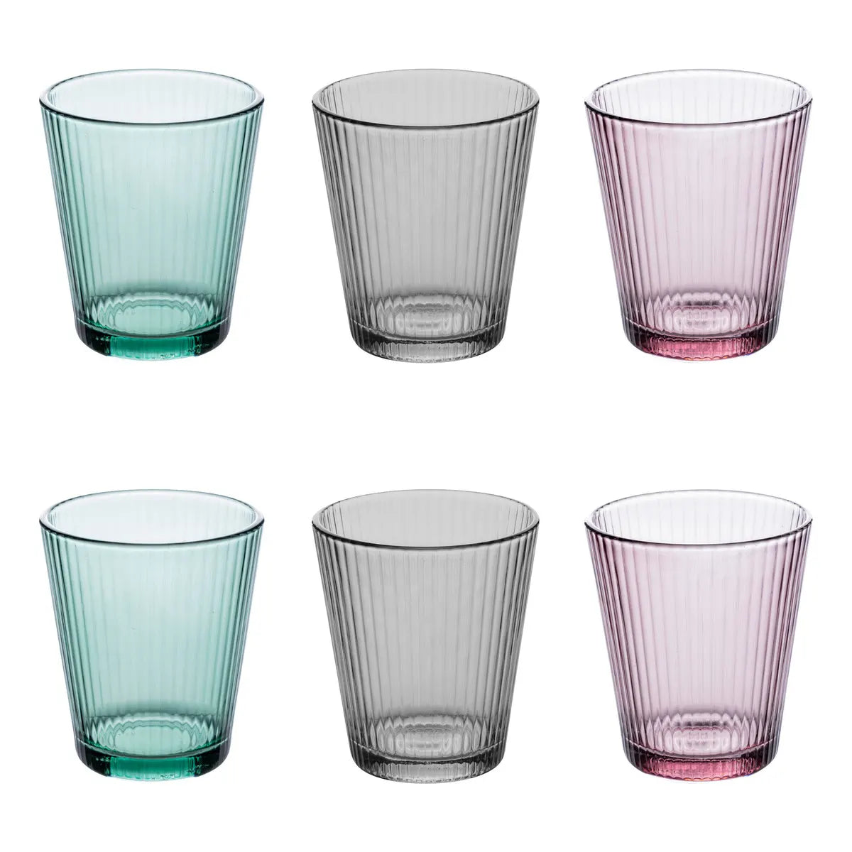 Set de 6 Vasos (Colores) 240 Ml De Vidrio