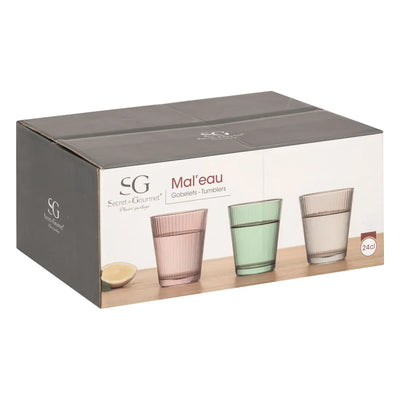 Set de 6 Vasos (Colores) 240 Ml De Vidrio