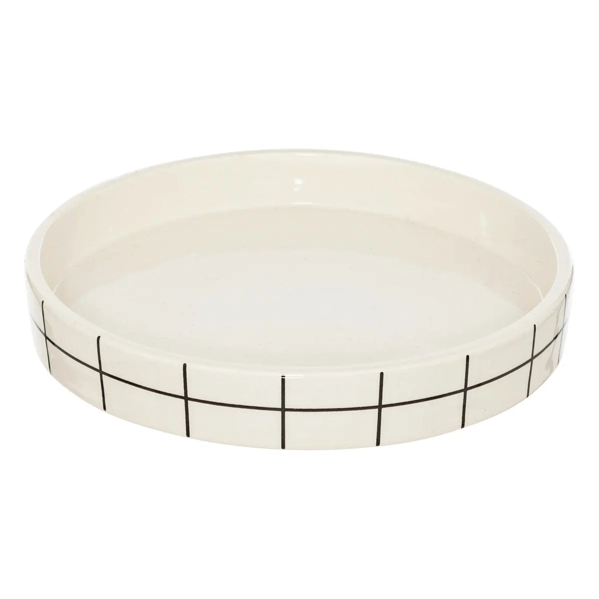 Set De 2 Macetas (Beige) Diseño Líneas Cuadriculadas De Cerámica