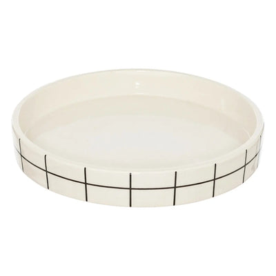 Set De 2 Macetas (Beige) Diseño Líneas Cuadriculadas De Cerámica