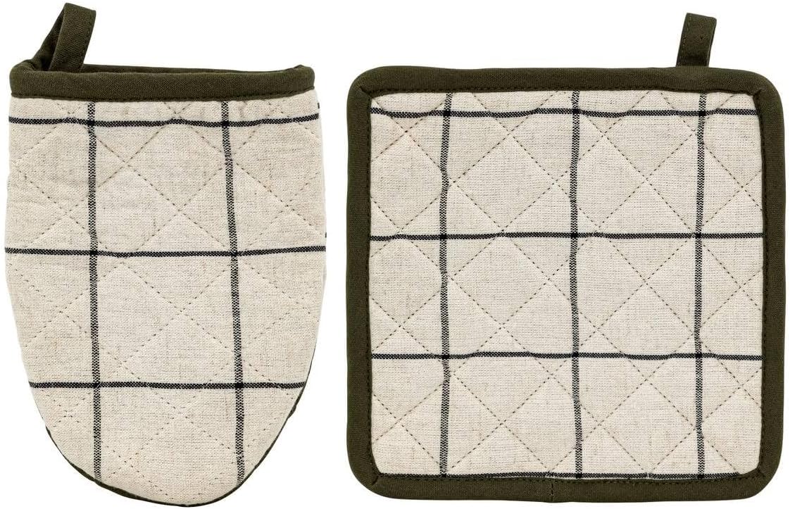 Set De Guante Y Agarradera (Beige) De Algodón