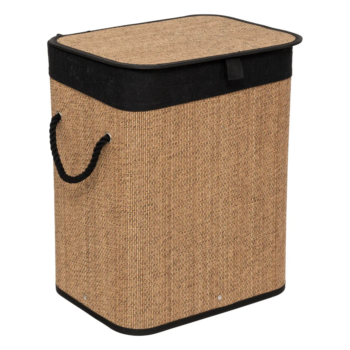 Cesta De Ropa Con Tapa Color Natural 60 Ltrs  De Bambú