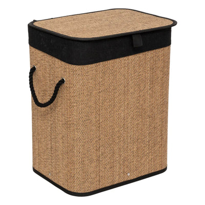Cesta De Ropa Con Tapa Color Natural 60 Ltrs  De Bambú