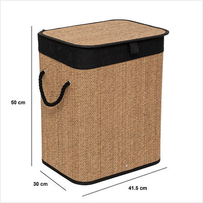Cesta De Ropa Con Tapa Color Natural 60 Ltrs  De Bambú