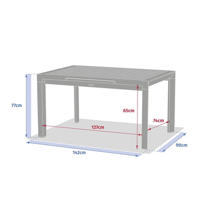 Mesa De Comedor Extensible Cuadrado Color (Grafito) Estructura De Aluminio
