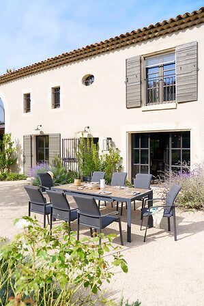 Mesa De Comedor Extensible Cuadrado Color (Grafito) Estructura De Aluminio