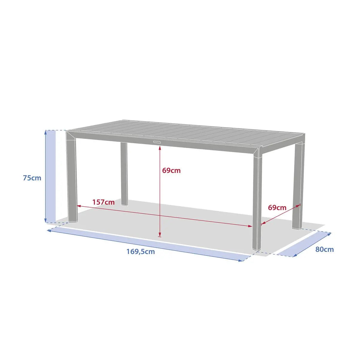 Mesa De Comedor Rectangular Color (Beige) Estructura De Aluminio