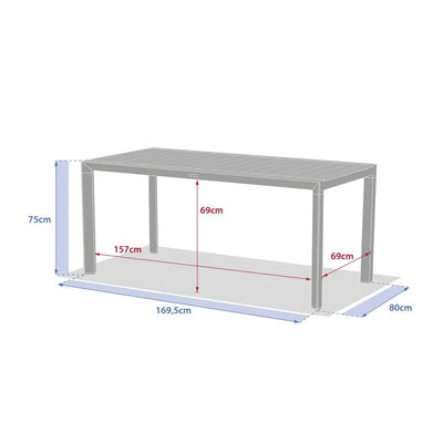 Mesa De Comedor Rectangular Color (Beige) Estructura De Aluminio
