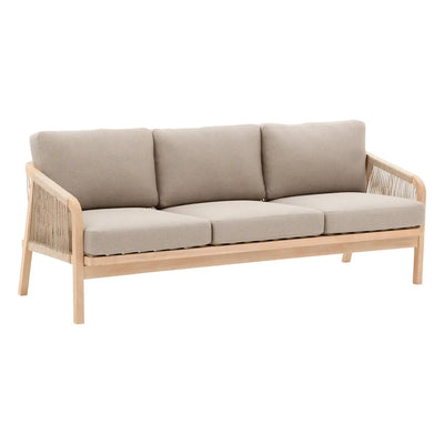 Juego De Terraza (Beige): Sofá + 2 Sillones + Mesa De Centro Estructura De Madera