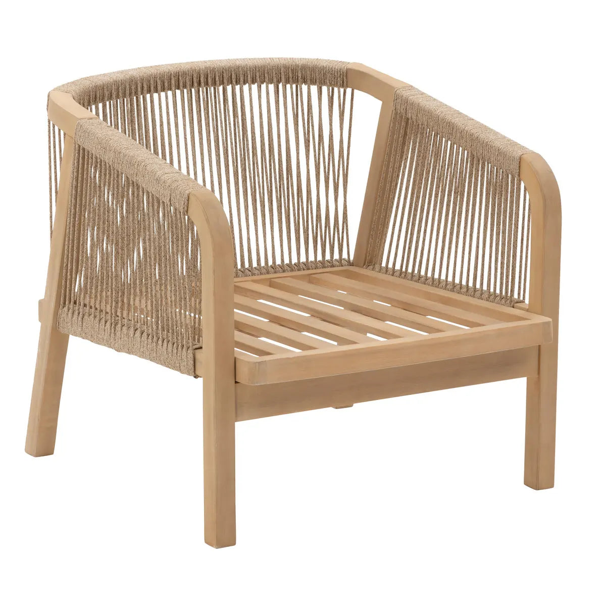 Juego De Terraza (Beige): Sofá + 2 Sillones + Mesa De Centro Estructura De Madera