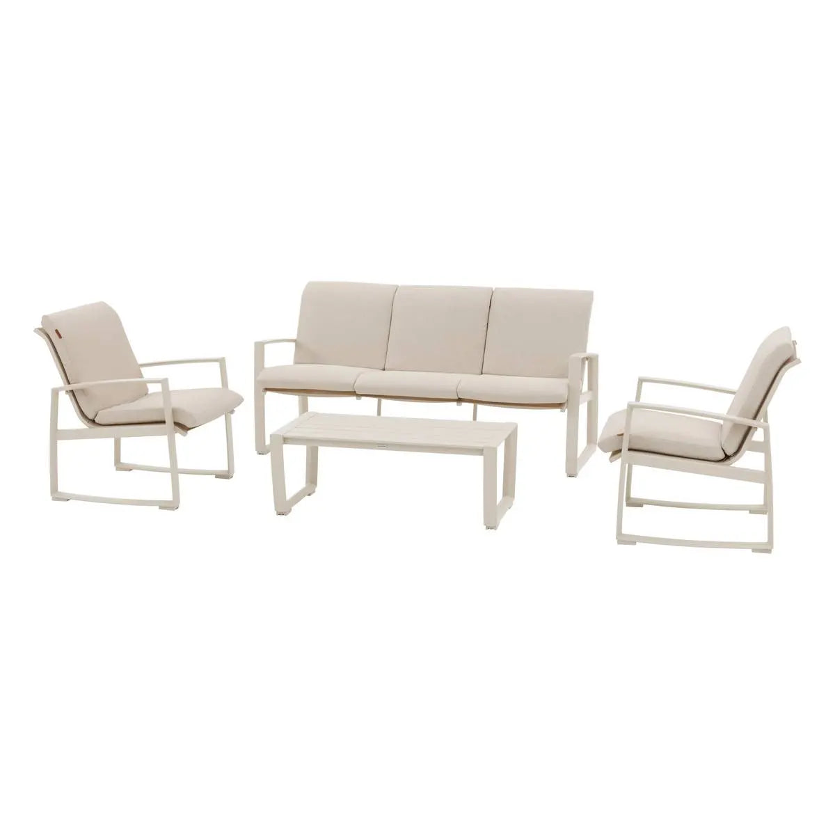 Juego De Terraza Color (Arcilla): Sofa + 2 Sillones + Mesa De Centro Estructura De Aluminio