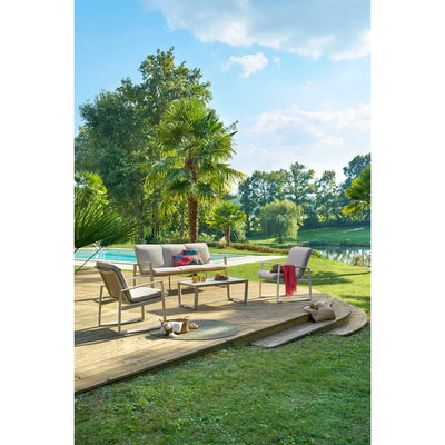 Juego De Terraza Color (Arcilla): Sofa + 2 Sillones + Mesa De Centro Estructura De Aluminio