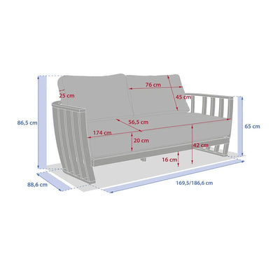 Juego De Terraza Color (Beige): Sofa + 2 Sillones + Mesa De Centro Estructura De Madera