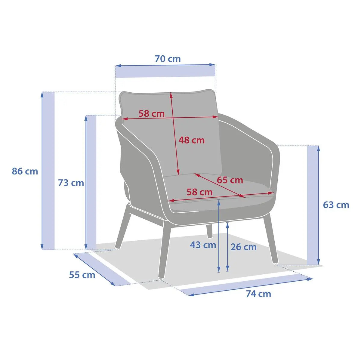 Sillón Con Cojines (Beige) Estructura De Metal