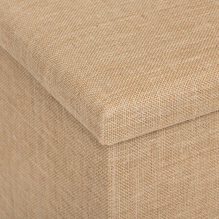 Banqueta Tapizada (Beige) Con Compartimento Estructura De Madera