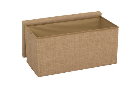 Banqueta Tapizada (Beige) Con Compartimento Estructura De Madera