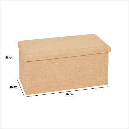 Banqueta Tapizada (Beige) Con Compartimento Estructura De Madera
