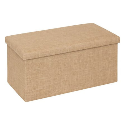 Banqueta Tapizada (Beige) Con Compartimento Estructura De Madera