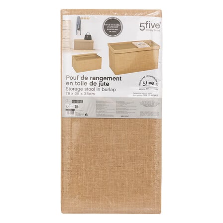 Banqueta Tapizada (Beige) Con Compartimento Estructura De Madera