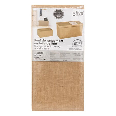 Banqueta Tapizada (Beige) Con Compartimento Estructura De Madera