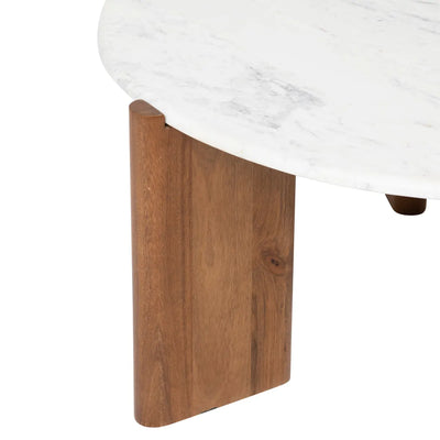 Mesa De Centro Tablero De Mármol Blanco Estructura De Madera